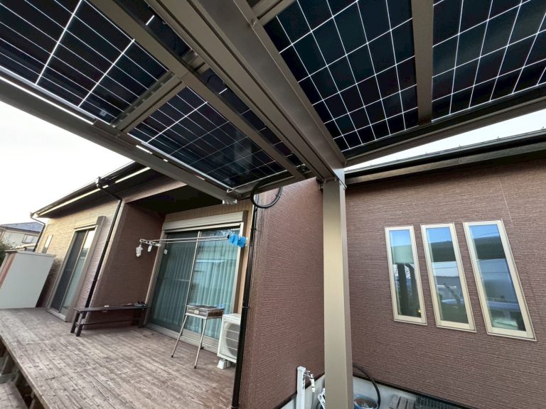 宮崎県都城市K様邸 太陽光両面発電カーポート1台用 4.05kw➕ダイヤカレイド超高級外壁塗装工事